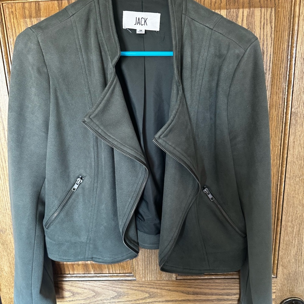 Jack by BB Dakota Olive Green Suede Moto Jacket